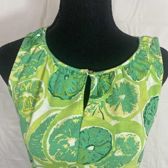Lands End Green Floral Pullover Knit Tank Dress Womens Size 6-8 - Picture 2 of 8